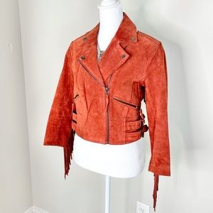 Suede Fringe Moto Jacket